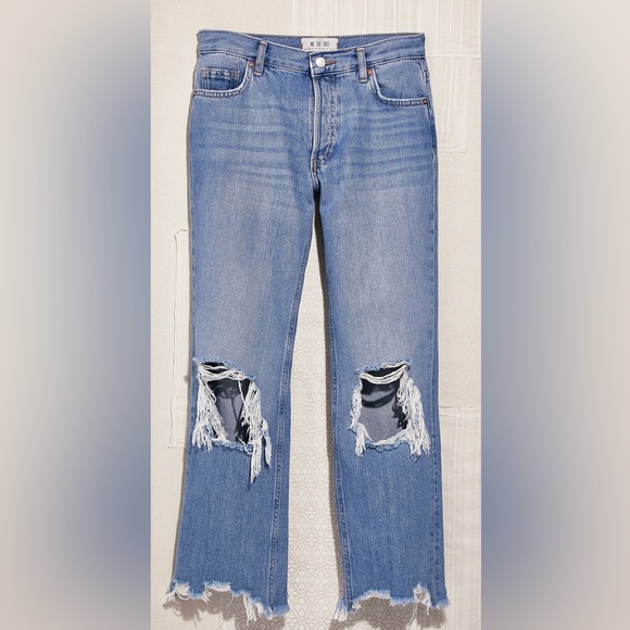 NWT- FREE PEOPLE COOL-CHIC MAGGIE MID-RISE STRAIGHT JEANS- LIGHT STONE WASH- 29 - Picture 3 of 9